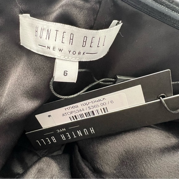 NWT Hunter Bell Anthropologie Rhea Top Off Shoulder Ribbon Pleated Black Size 6 - Picture 11 of 14